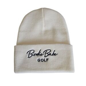 Birdie Babe Golf Beanie Cream Embroidered Warm Winter Hat